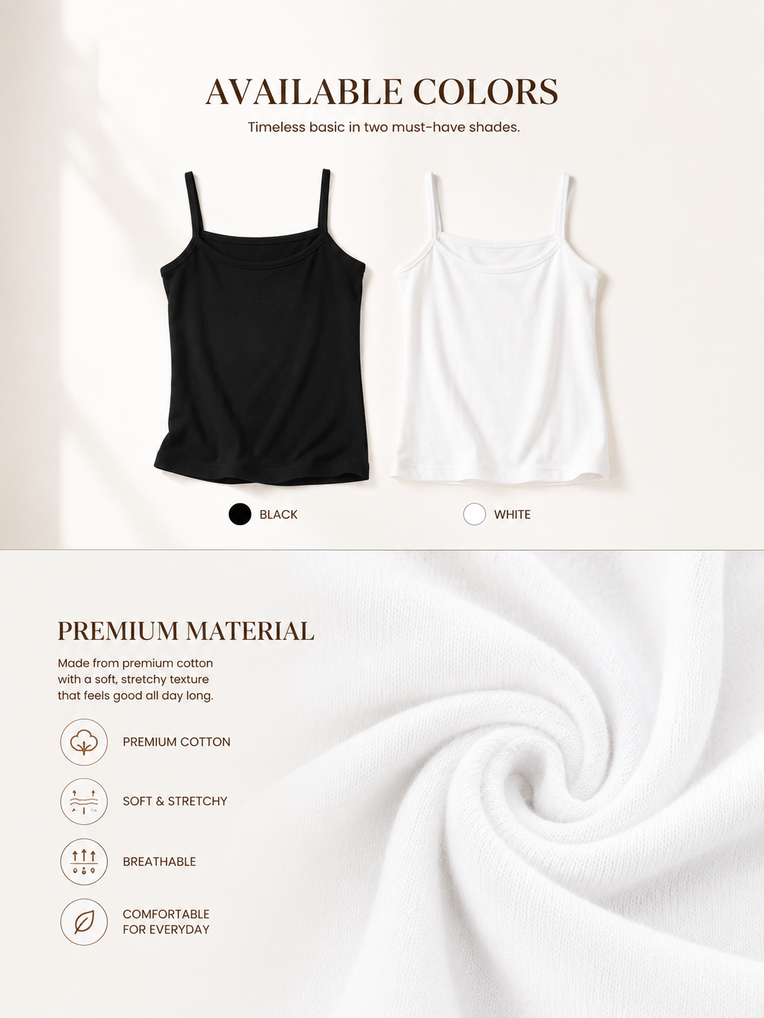 Basic Square Neck Tanktop - White