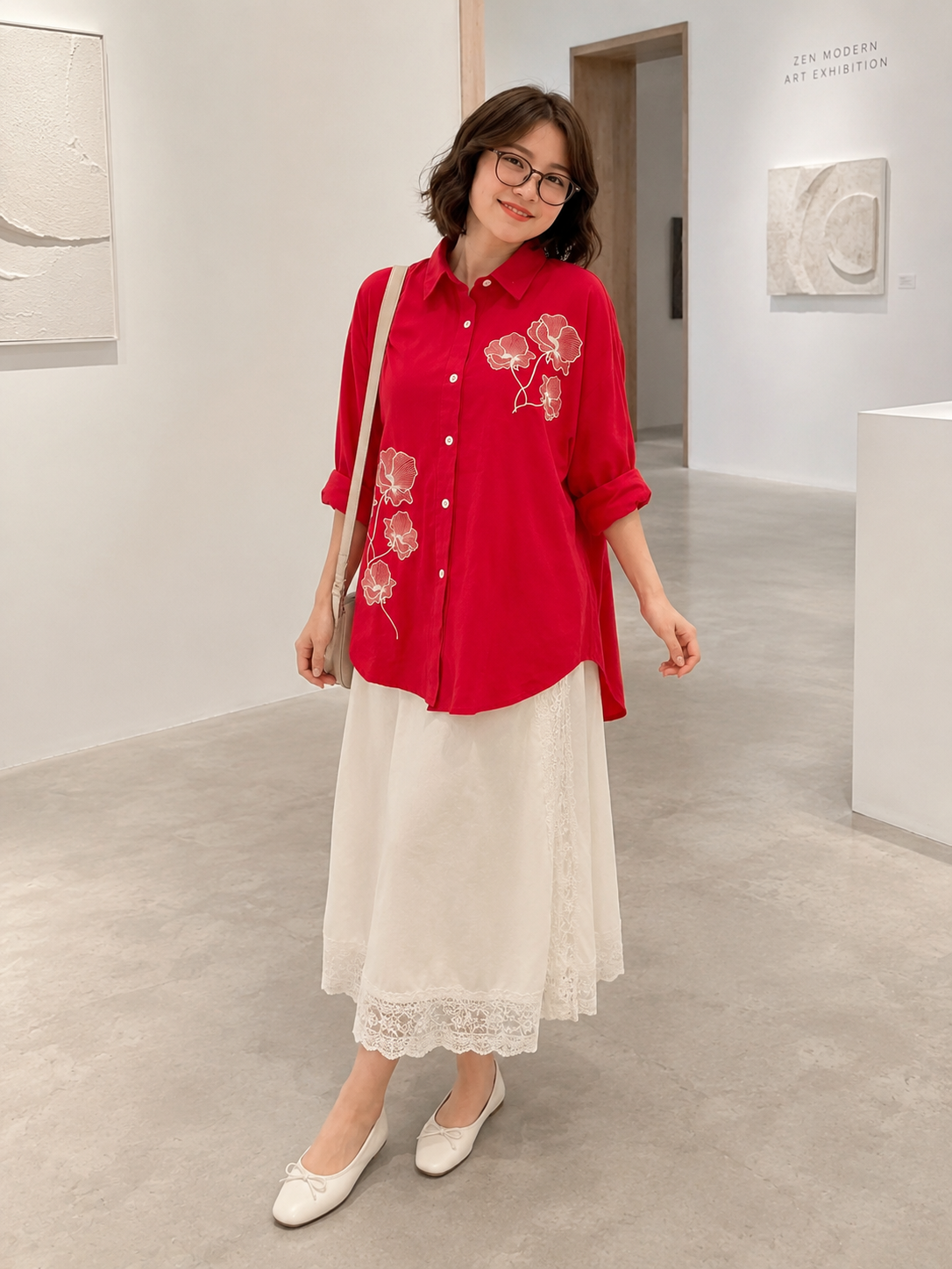 Fora Button Cotton Longsleeve - Red