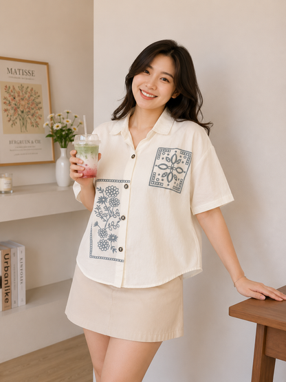 Eruna Pocket Cotton Shirt - White