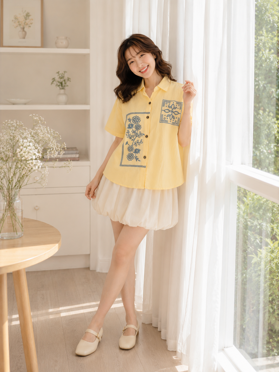 Eruna Pocket Cotton Shirt - Yellow