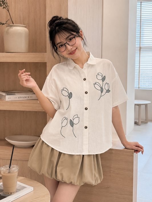 Carson Collar Shirt - White