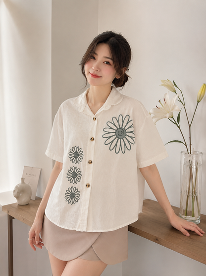 Sunny Button Cotton Shirt - White