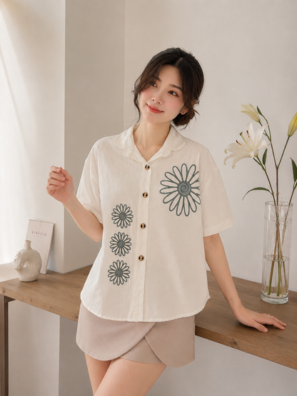 Sunny Button Cotton Shirt - White