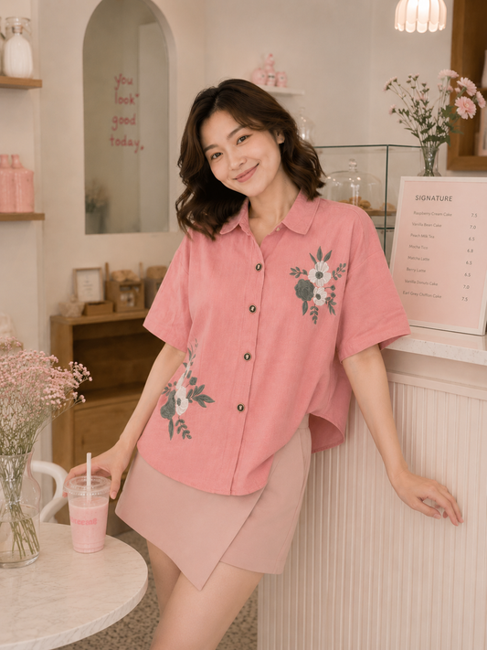 Mima Button Cotton Shirt - Pink
