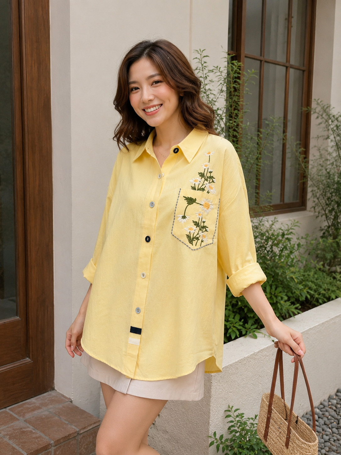 Simon Flower Cotton Longsleeve - Yellow