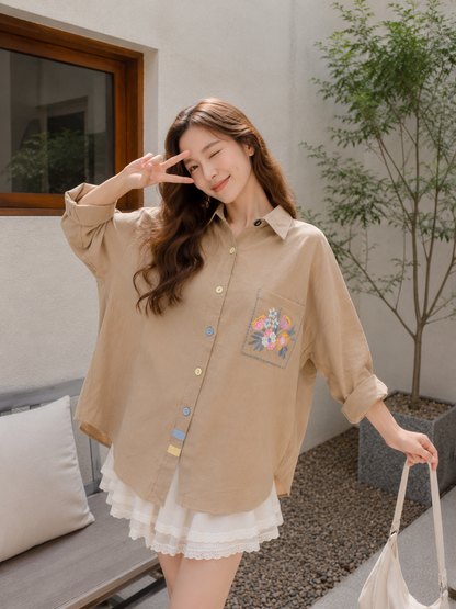 Nera Pocket Cotton Longsleeve - Oat