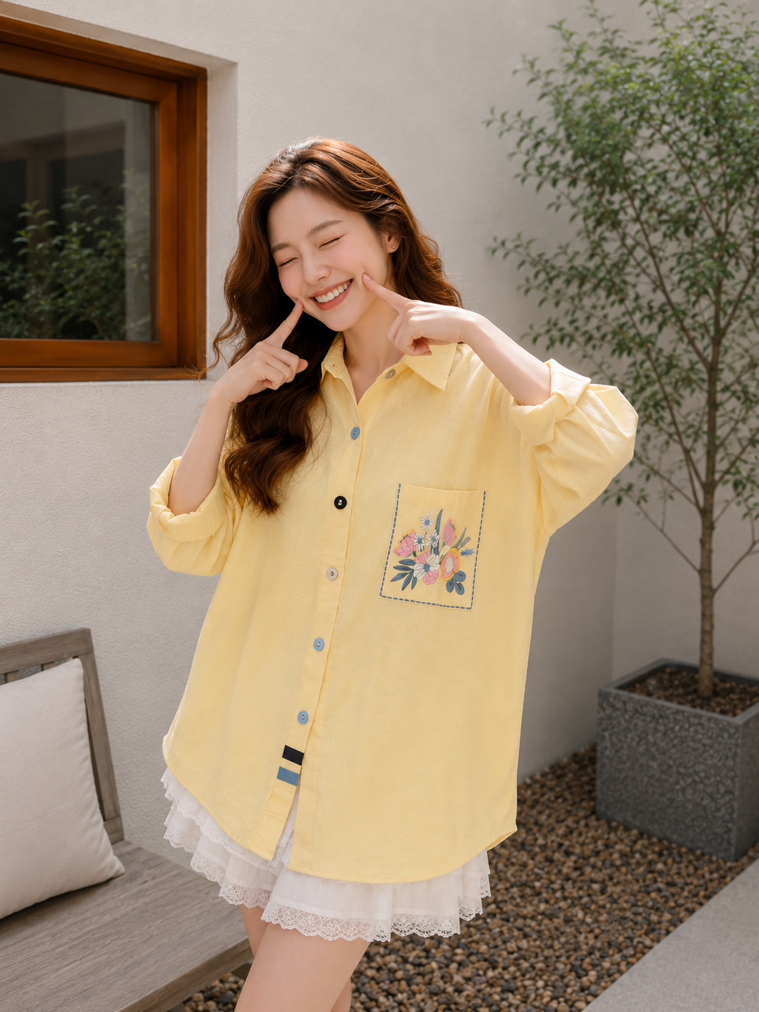 Nera Pocket Cotton Longsleeve - Yellow