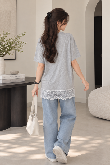 Kendal Lace Blouse - Grey