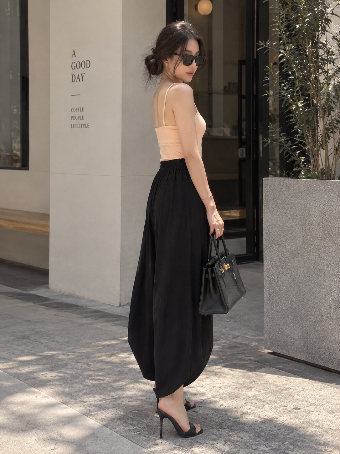 Genis Cullotes Slit Pants - Black