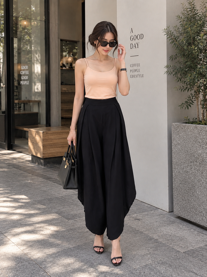Genis Cullotes Slit Pants - Black