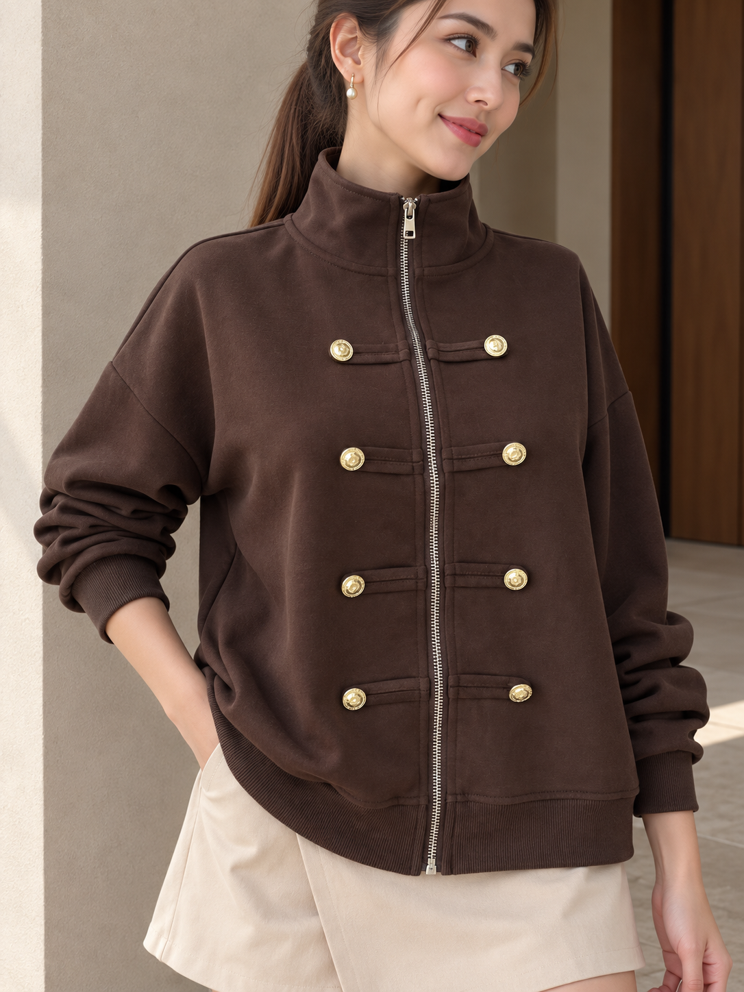 Solera Zipper Jacket - Coffee