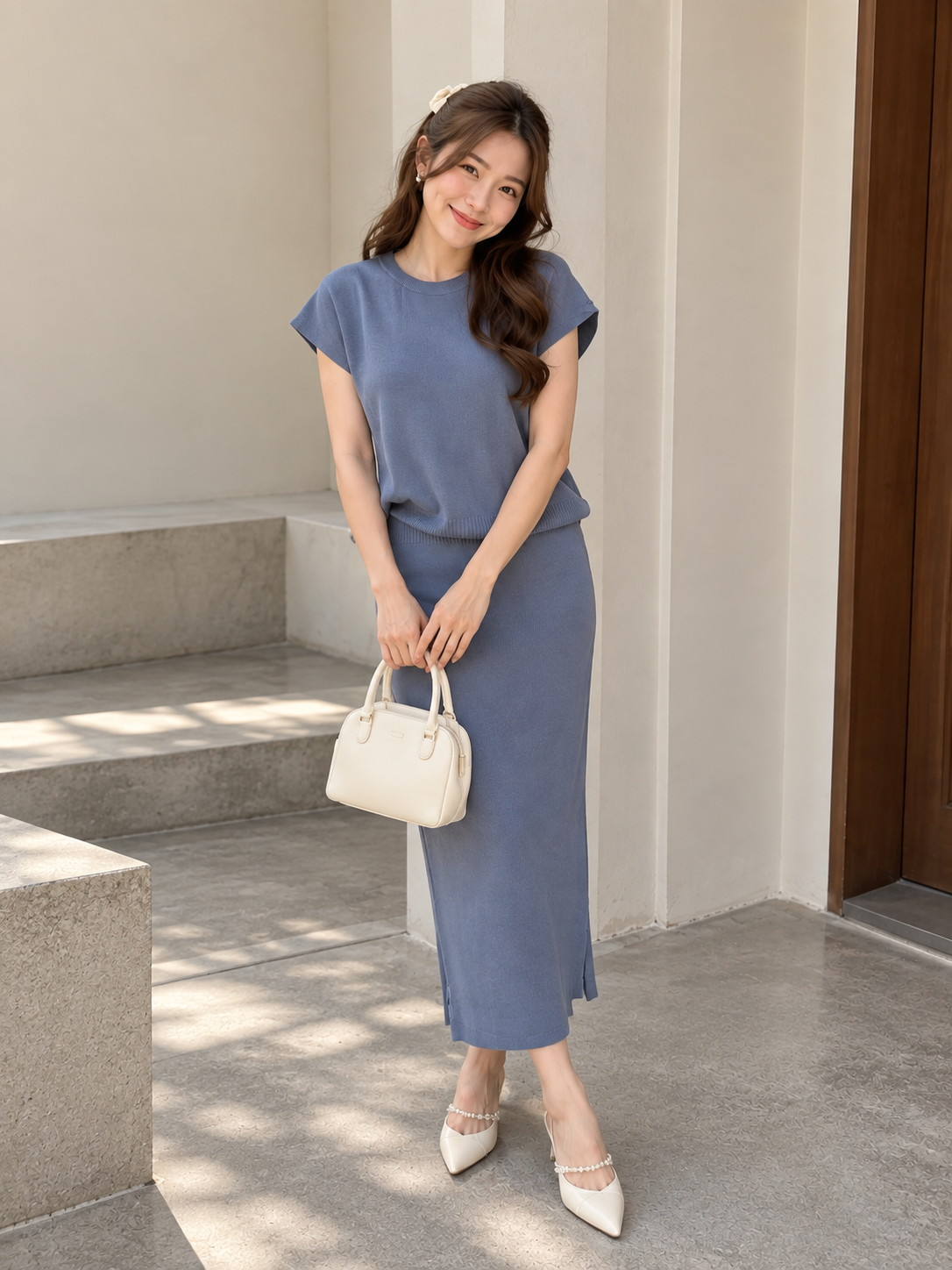 Kurasu Round Knit Set - Dusty Blue
