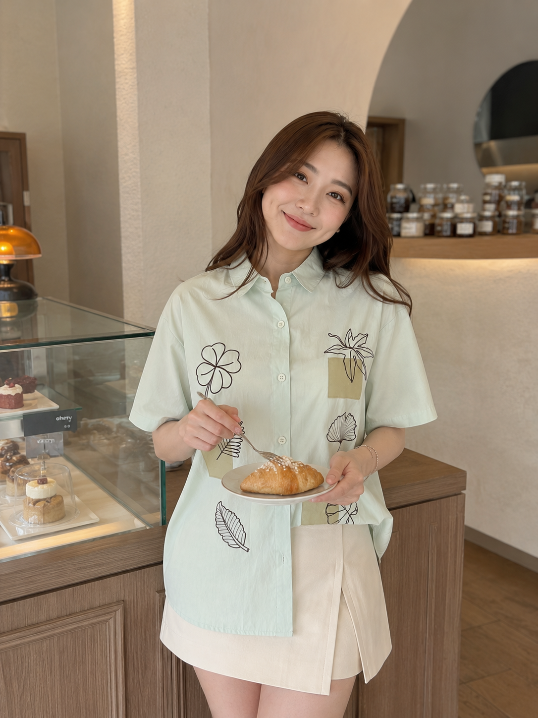 Leaves Cotton Shirt - Mint