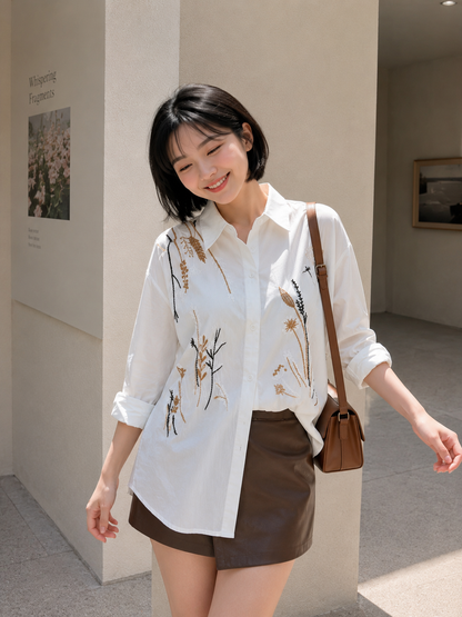 Katerin Flower Shirt - White