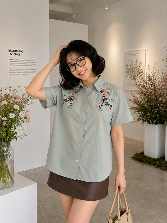 Patra Cotton Shirt - Sage Green
