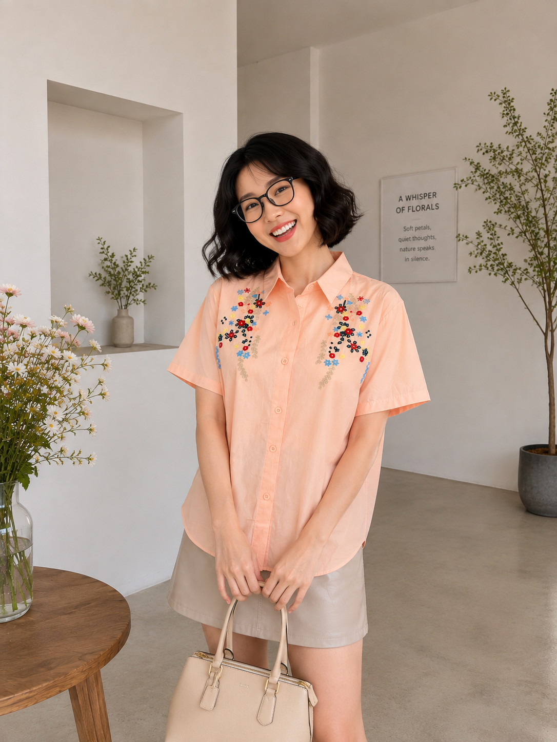 Patra Cotton Shirt - Peach