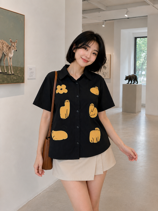 Koska Cotton Shirt - Black