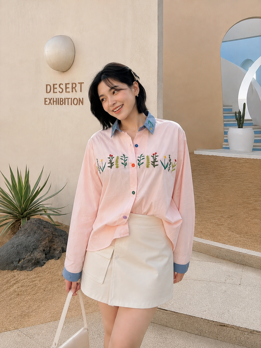 Lavena Button Shirt - Pink