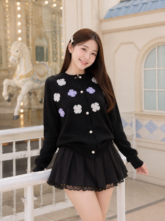 Oxa Button Knit Cardigan - Black