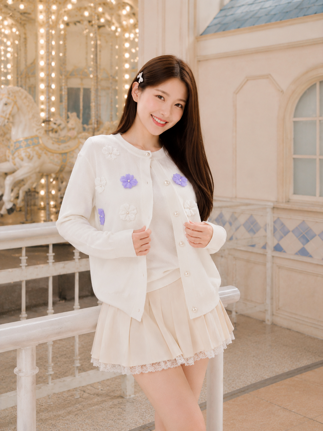 Oxa Button Knit Cardigan - White