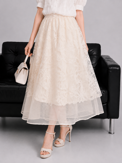 Vera Lace Skirt - Cream