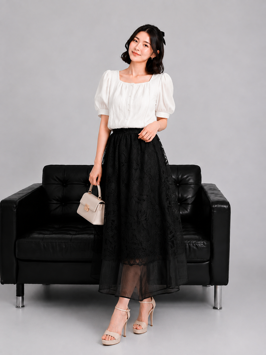 Vera Lace Skirt - Black