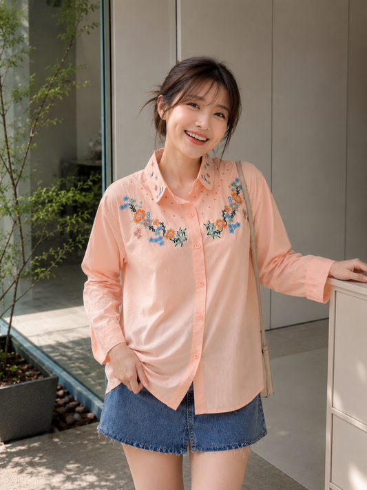 Daria Cotton Shirt - Peach