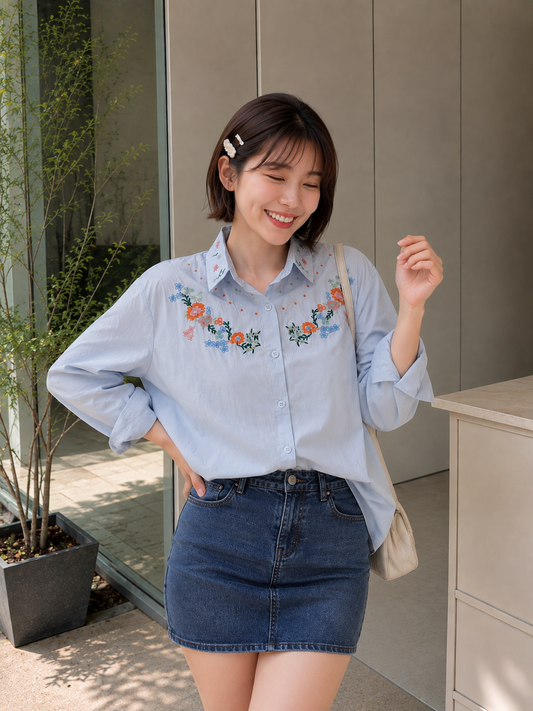 Daria Cotton Shirt - Blue