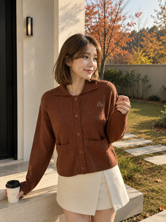 Gratia Pocket Knit Cardigan - Coffee