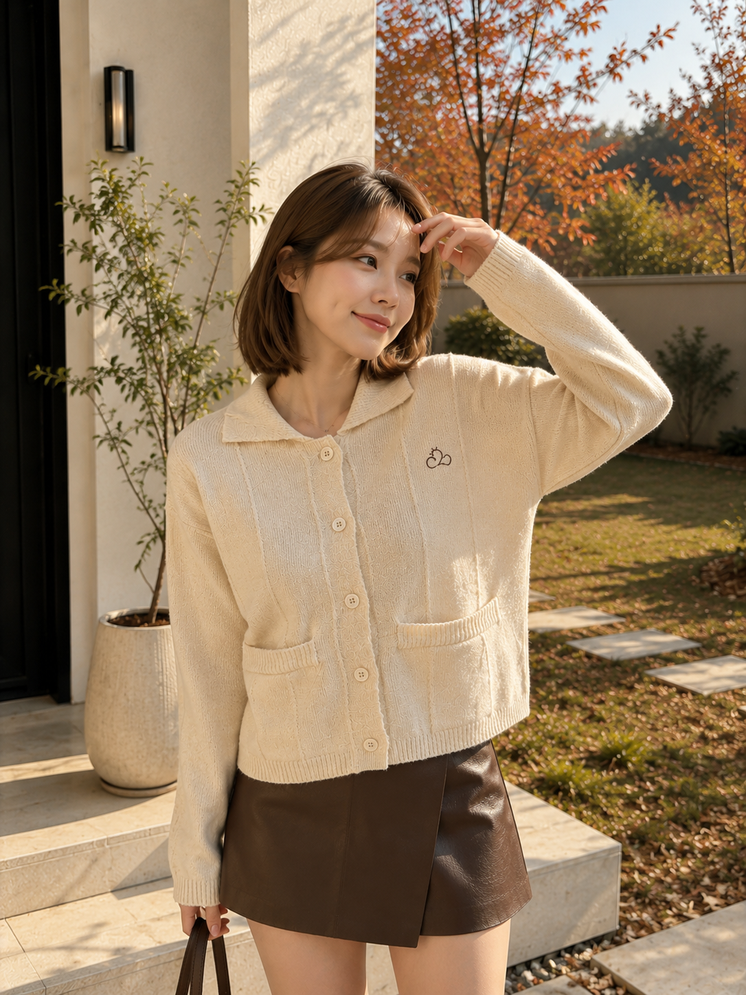 Gratia Pocket Knit Cardigan - Cream