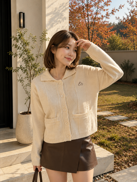 Gratia Pocket Knit Cardigan - Cream