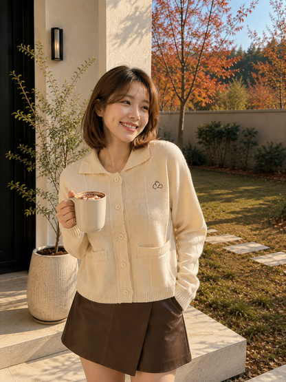 Gratia Pocket Knit Cardigan - Cream