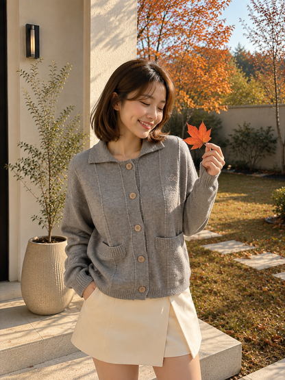 Gratia Pocket Knit Cardigan - Grey