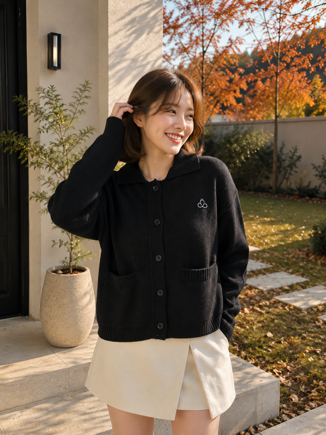 Gratia Pocket Knit Cardigan - Black