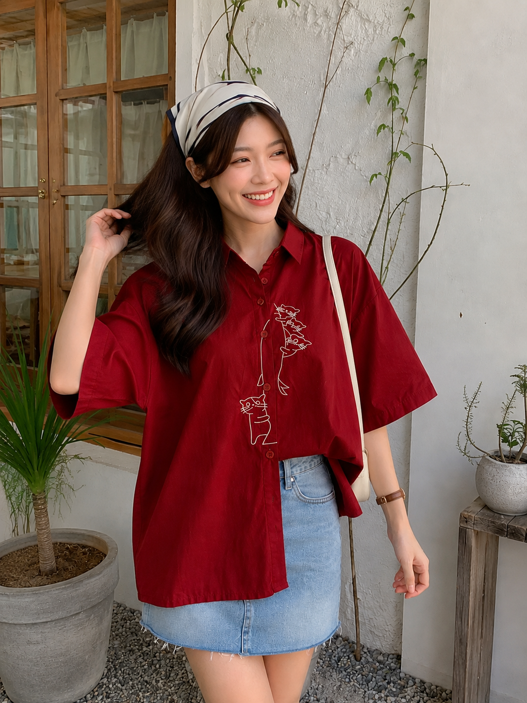 Bridget Cotton Blouse - Maroon