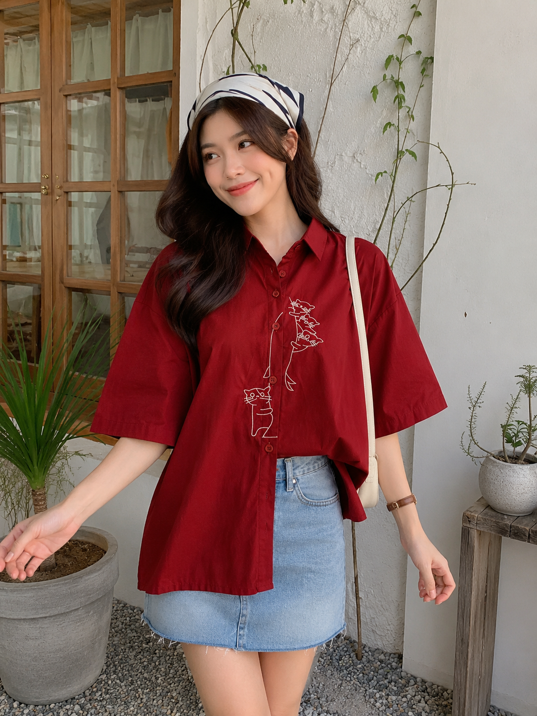 Bridget Cotton Blouse - Maroon