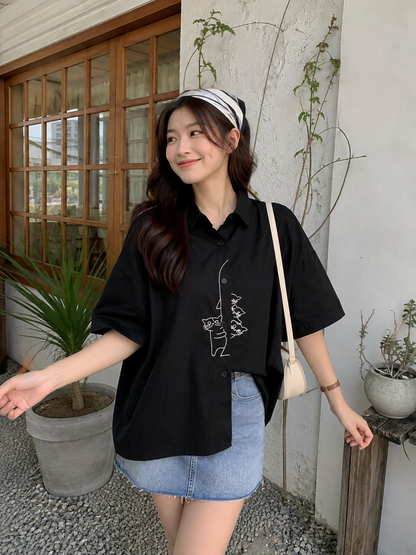 Bridget Cotton Blouse - Black