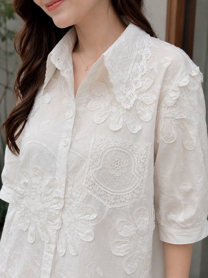 Daren Lace Shirt - White