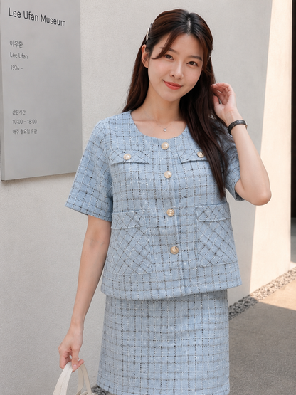 Daphne Tweed Set - Blue