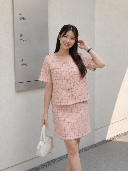 Daphne Tweed Set - Pink