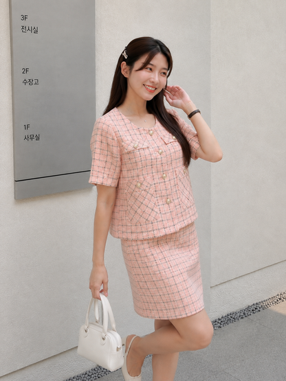 Daphne Tweed Set - Pink