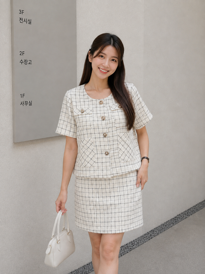 Daphne Tweed Set - White