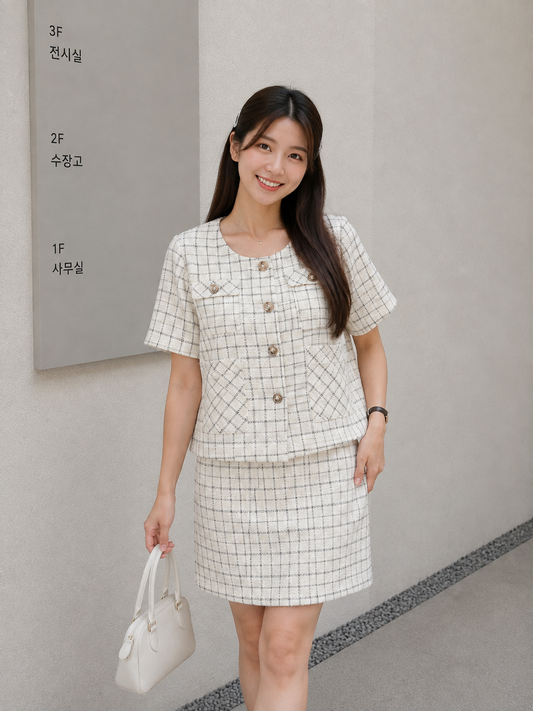 Daphne Tweed Set - White