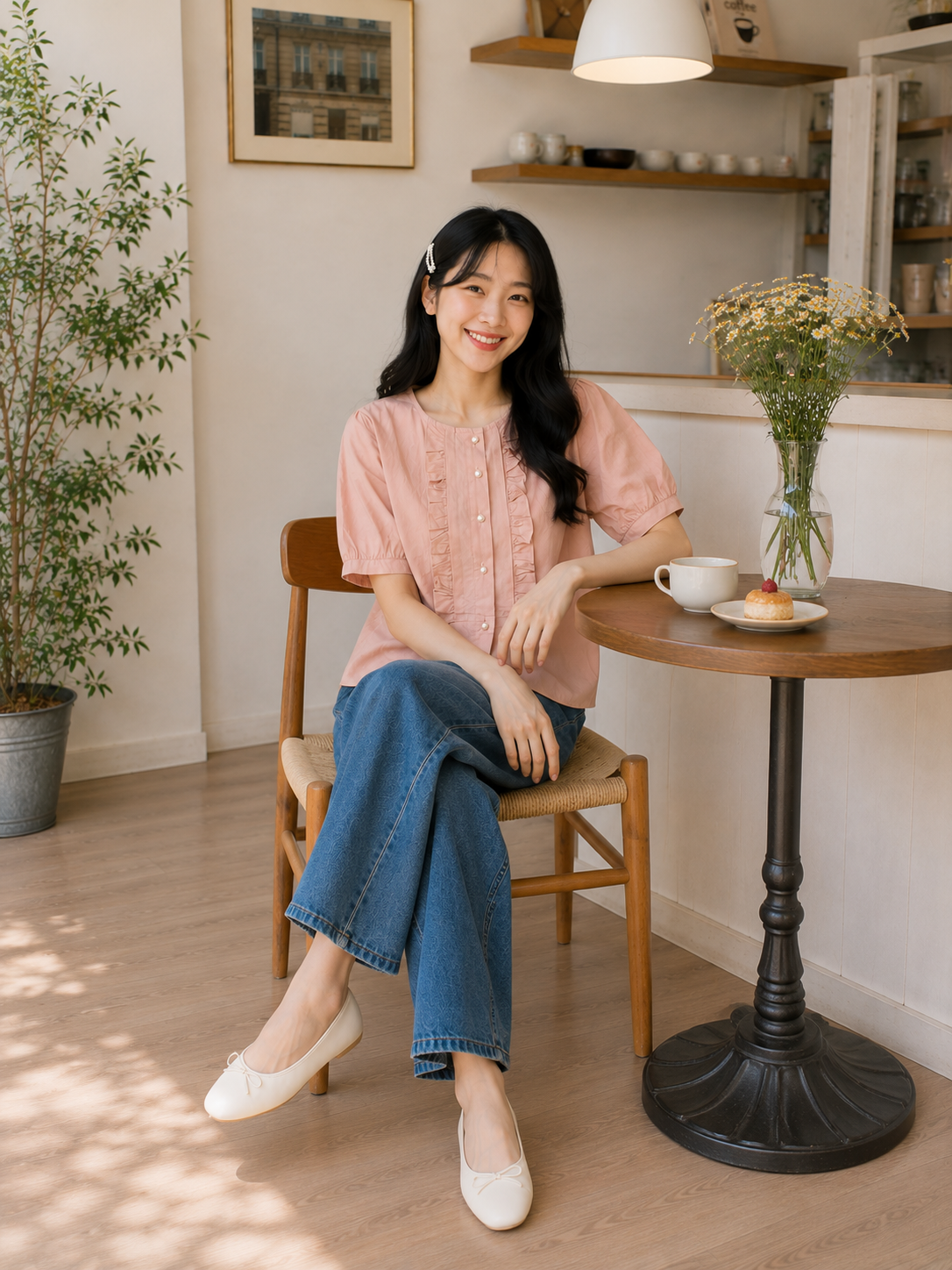 Sada Ruffle Cotton Blouse - Pink