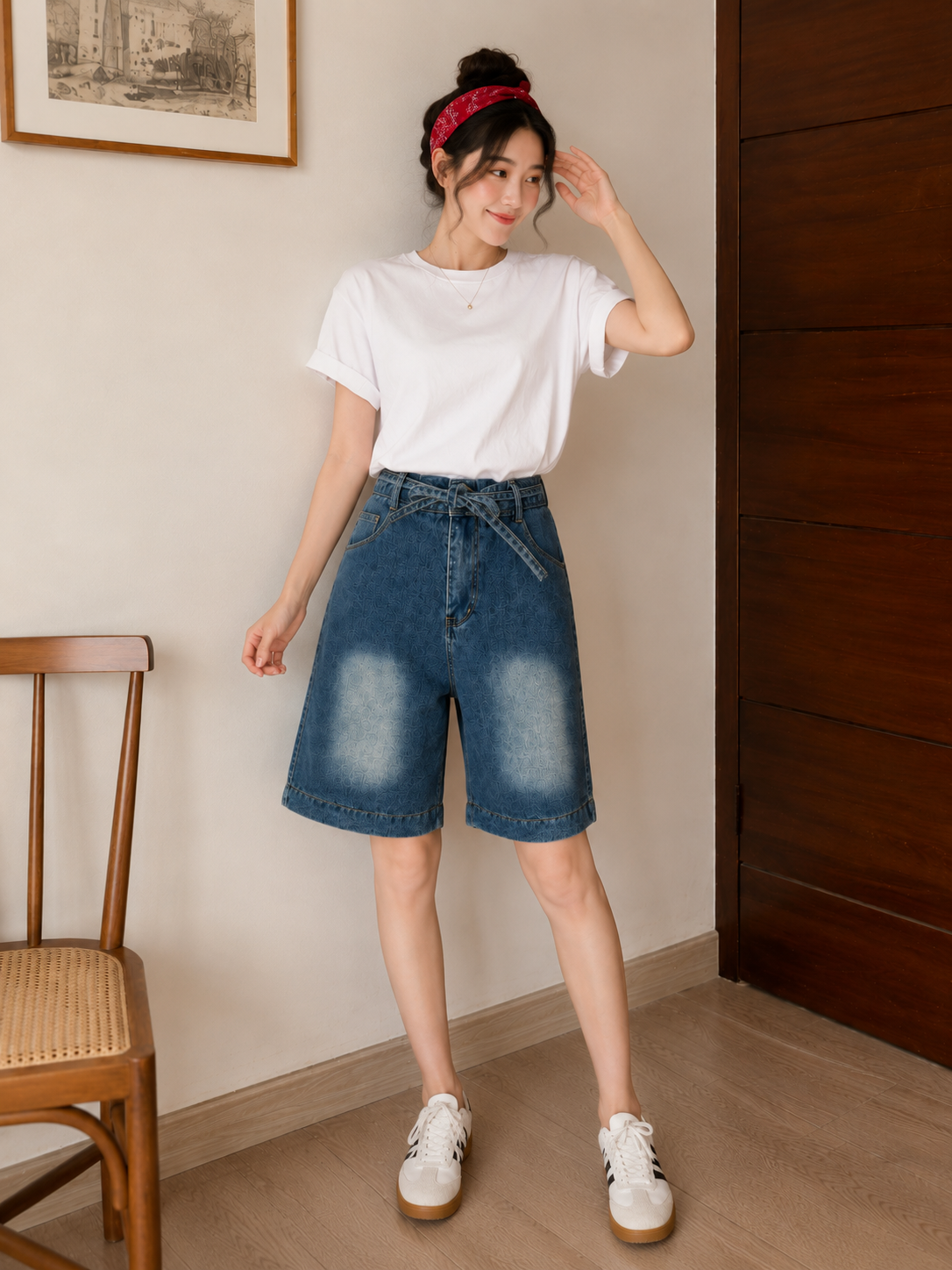 Rexa Midi Short Pants - Dark Blue