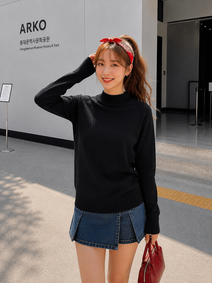 Tena Round Knit Longsleeve - Black