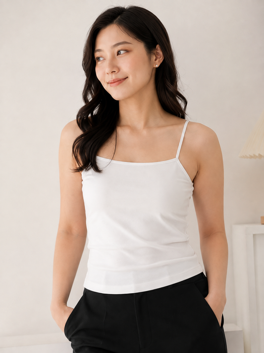 Basic Square Neck Tanktop - White