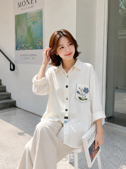 Porta Pocket Cotton Longsleeve - White