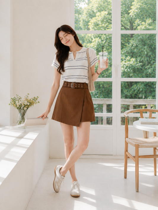 Maxime Denim Skort - Mocca