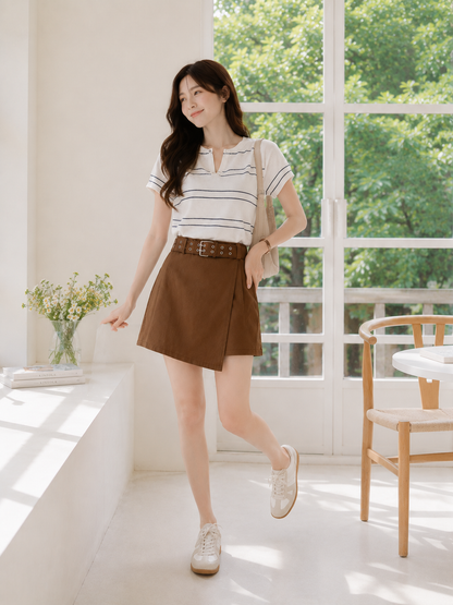 Maxime Denim Skort - Mocca
